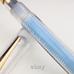1950 DILOT Blue Stripes Celluloid Body Interchangeable Flex Nib Fountain Pen