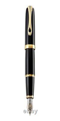Diplomat Excellence A2 Black Lacquer with gold trim 14k Fountain Pen, Broad Nib