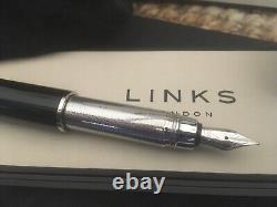 Links Of London Inverse Black/silver Fountain Pen New With Ink