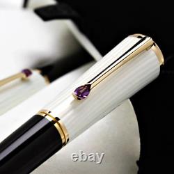 MSS Ingrid Bergman Classic MB Fountain Pen Luxury White & Black Cap with Diamond