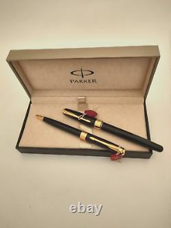 PARKER Sonnet 2 Premiere LACQUE BLACK PARURE Fountain Pen & Ball Pen NEW