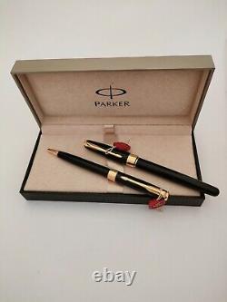 PARKER Sonnet 2 Premiere LACQUE BLACK PARURE Fountain Pen & Ball Pen NEW