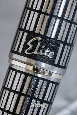 PILOT Fountain Pen Elite Black Steel Grid Nib F H676 18K-750 Vintage Exc5+ JP