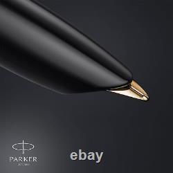 Parker 51 Fountain Pen Delux Black Medium 18k Gold Nib Black Ink Gift Box
