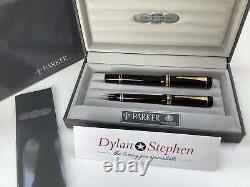 Parker Duofold Centennial MK1 Black and Gold fountain pen and Ballpoint pen set
