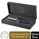 Parker Sonnet Fountain Pen Blue Chrome Trim Fine 18k Gold Nib Black Ink Gift Box
