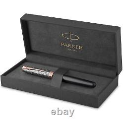 Parker Sonnet Fountain Pen Premium Grey Medium 18K Gold Nib Black Ink Gift Box