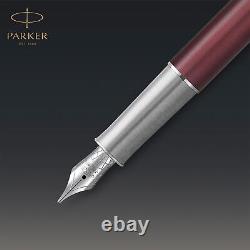 Parker Sonnet Fountain Pen Premium Metal Red Medium 18K Gold Nib Black Ink