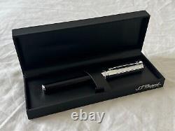 S. T. Dupont D-Initial Fountain Pen S. T Duotone Black Chrome Silver NEW in Box