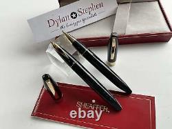 Sheaffer Imperial 3 black and gold fountain pen + rollerball pen set + box