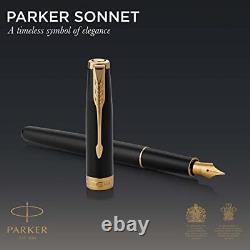 Sonnet Fountain Pen Black Lacquer with Gold Trim Medium Nib Gift