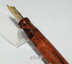 VINTAGE Swan E 644 B red and black hard rubber Fountain pen 14ct gold No. 6 nib