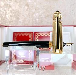 Vintage Cartier Fountain Pen Pasha Black Lacquer Black Clip withCase&Papers