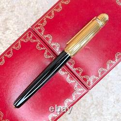 Vintage Cartier Fountain Pen Pasha Black Lacquer Black Clip withCase&Papers
