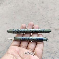 Vintage Green Black Bakelite Fountain Pen Mechanical Pencil Original Case CB515