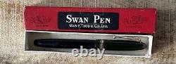 Vintage Mabie Todd Swan Black Fountain Pen 14Ct (585) Gold Nib works with Box