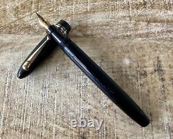 Vintage Mabie Todd Swan Black Fountain Pen 14Ct (585) Gold Nib works with Box