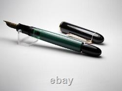Vintage Pelikan 120 Fountain Pen-Jet Black & Green-Fine Nib-Germany 1950s
