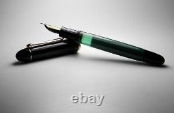 Vintage Pelikan 120 Fountain Pen-Jet Black & Green-Fine Nib-Germany 1950s