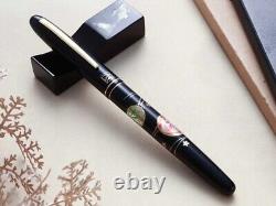 Wanchar × kuretake Maki-e Fountain Pen Temari Japanese Ball Black M Nib NEW