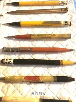 Énorme lot de stylos publicitaires vintage Parker Sheaffer à plume et à bille en or 14 carats