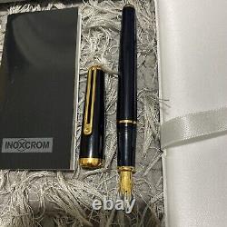 Stylo plume INOXCROM noir avec plaquage en or 23'6 carats, rétro vintage en parfait état