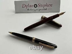 Stylo-plume Omas 555S bourgogne et ensemble de stylo à bille noir, pointe fine en or 14K