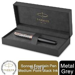 Stylo-plume Parker Sonnet Premium Gris Moyen Plume en Or 18K Encre Noire Coffret Cadeau