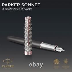 Stylo-plume Parker Sonnet Premium Gris Moyen Plume en Or 18K Encre Noire Coffret Cadeau