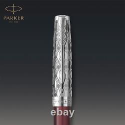 Stylo-plume Parker Sonnet métal Premium rouge, pointe moyenne en or 18K, encre noire