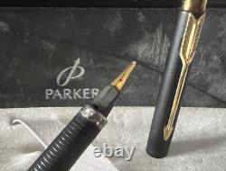 Stylo-plume Parker en laque noire, pointe fine, sans marqueur de cartouche, vintage