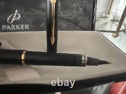 Stylo-plume Parker en laque noire, pointe fine, sans marqueur de cartouche, vintage